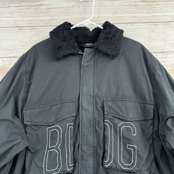 BDG Urban Outfitters Sherpa Lined Bomber Jacket‎ Men's Size Large Black - Picture 3 of 13